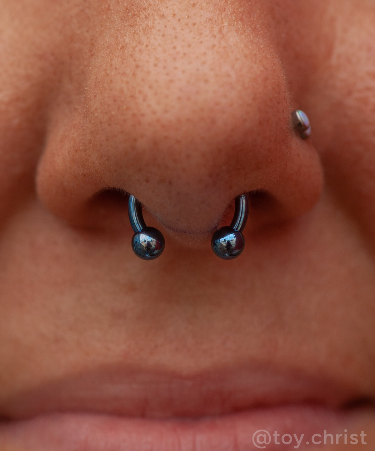 Anodized Circular Barbell in Septum Piercing