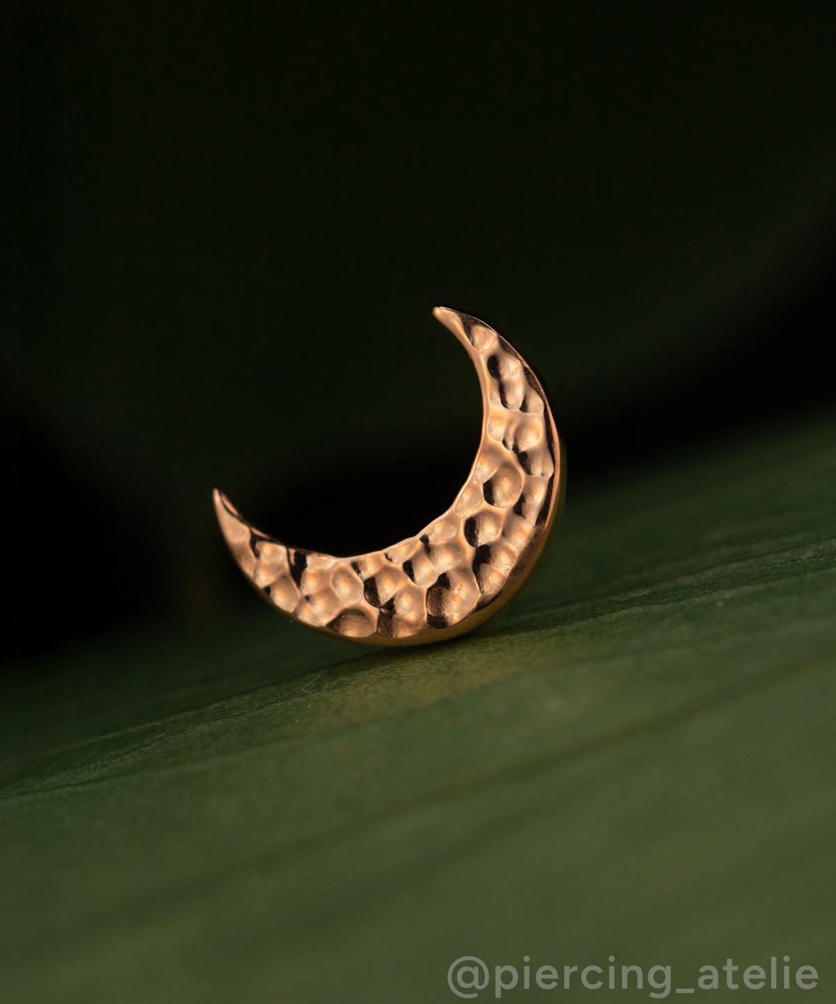 Hammered gold moon end