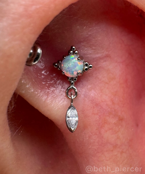 Flat piercing with Zia Marquise Dangle