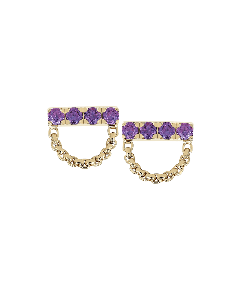 4 Gem Gem Bar with Box Chains in Yellow Gold
