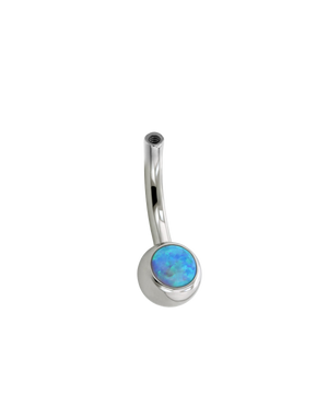 18K Yellow Gold Gemmed Ball Navel Curve Base