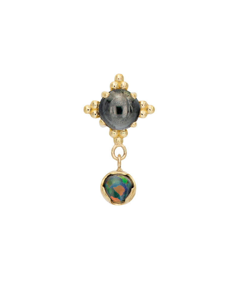 Zia + Prong Cabochon Dangle - 18K White Gold