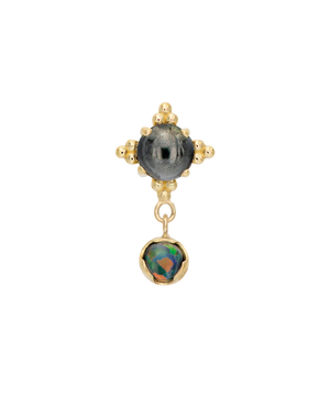 Zia + Prong Cabochon Dangle - 18K White Gold