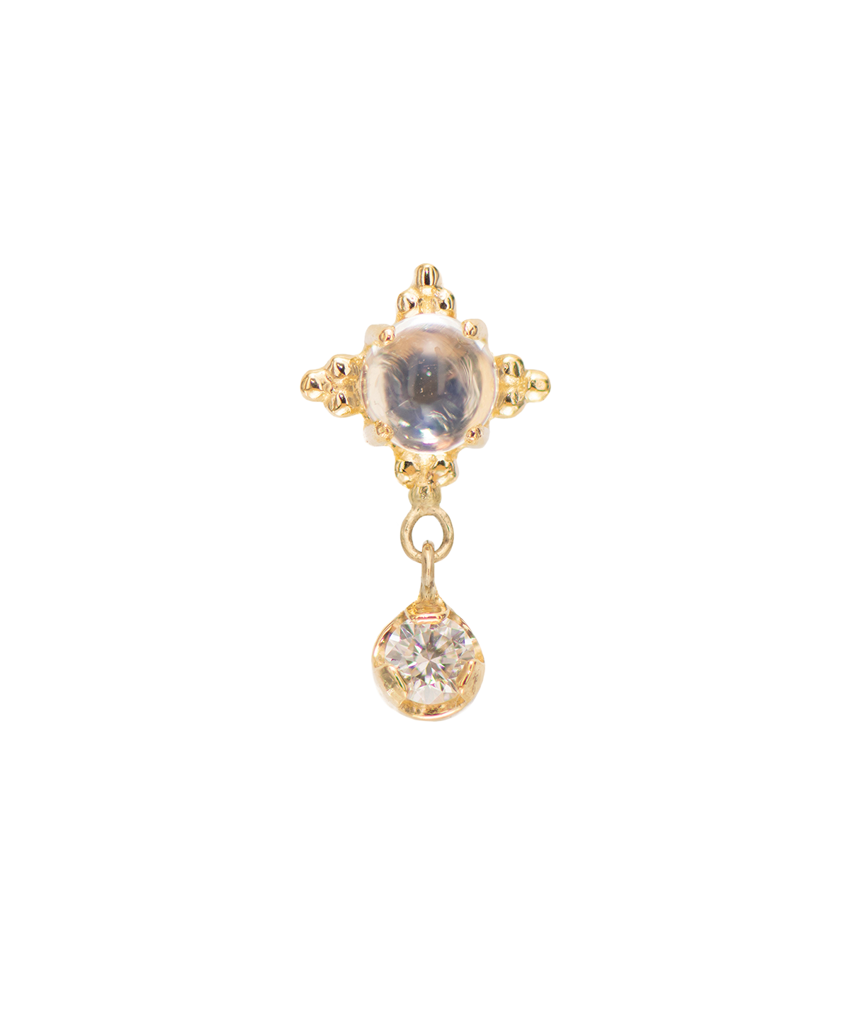 18K Rose Gold Zia + Prong Faceted Dangle 